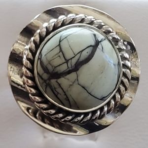 Genuine White Buffalo Turquoise Ring Size 7